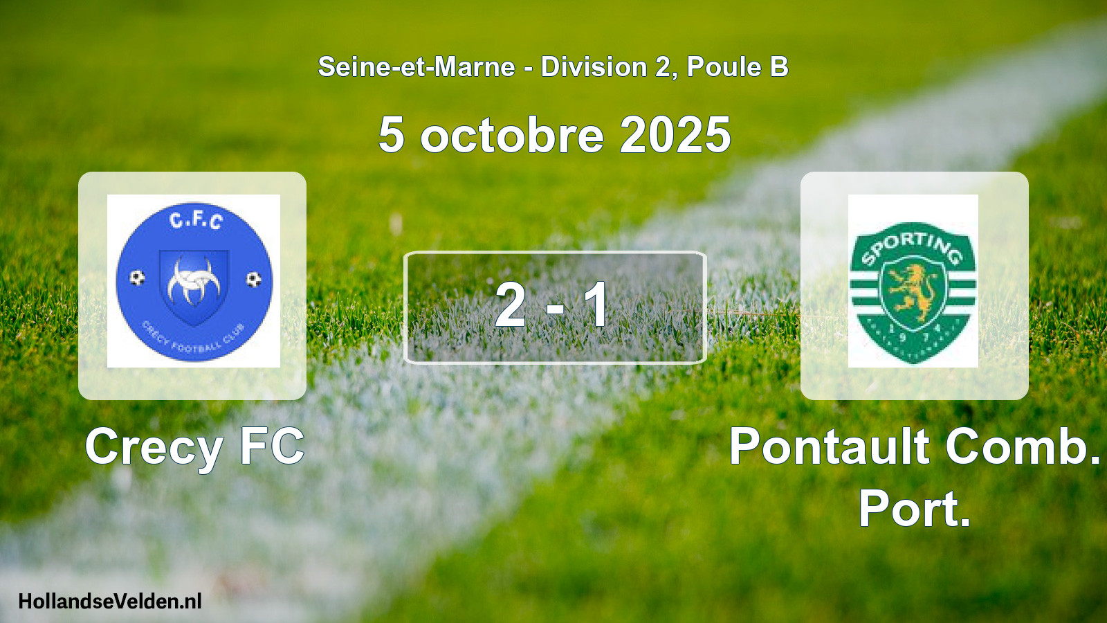 Match joué: Crecy FC - Pontault Comb. Port. 2 - 1 (5 octobre 2025)