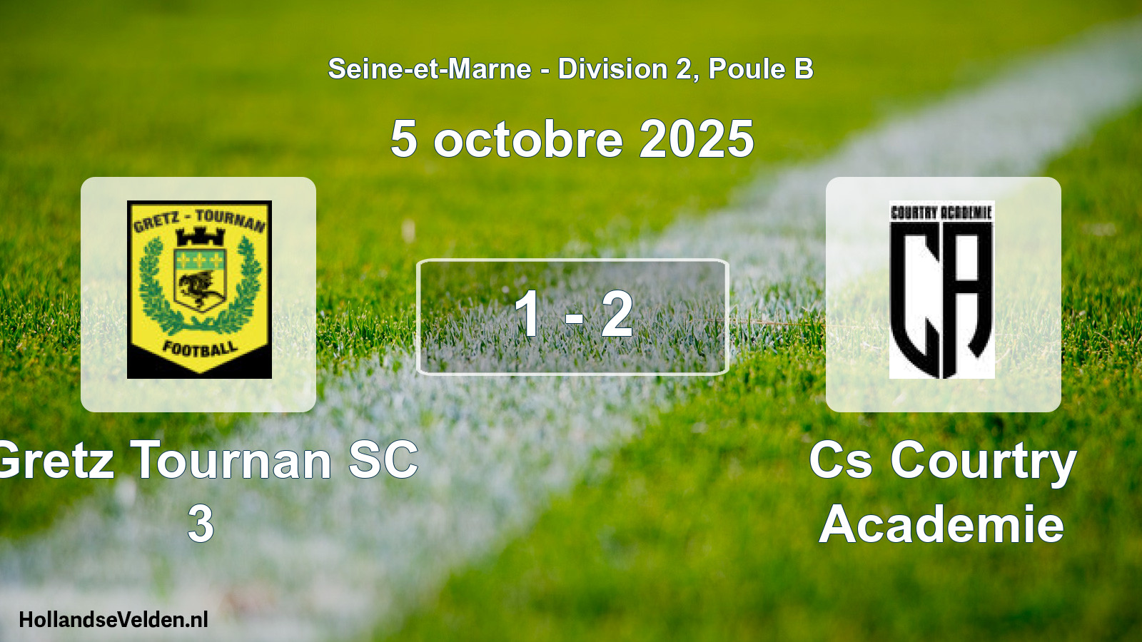 Total number of matches played: Gretz Tournan SC 3 - Cs Courtry Academie 1 - 2 (5 October 2025)