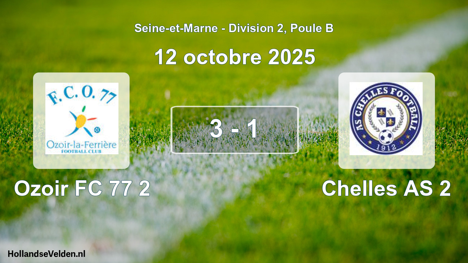 Match joué: Ozoir FC 77 2 - Chelles AS 2 3 - 1 (12 octobre 2025)