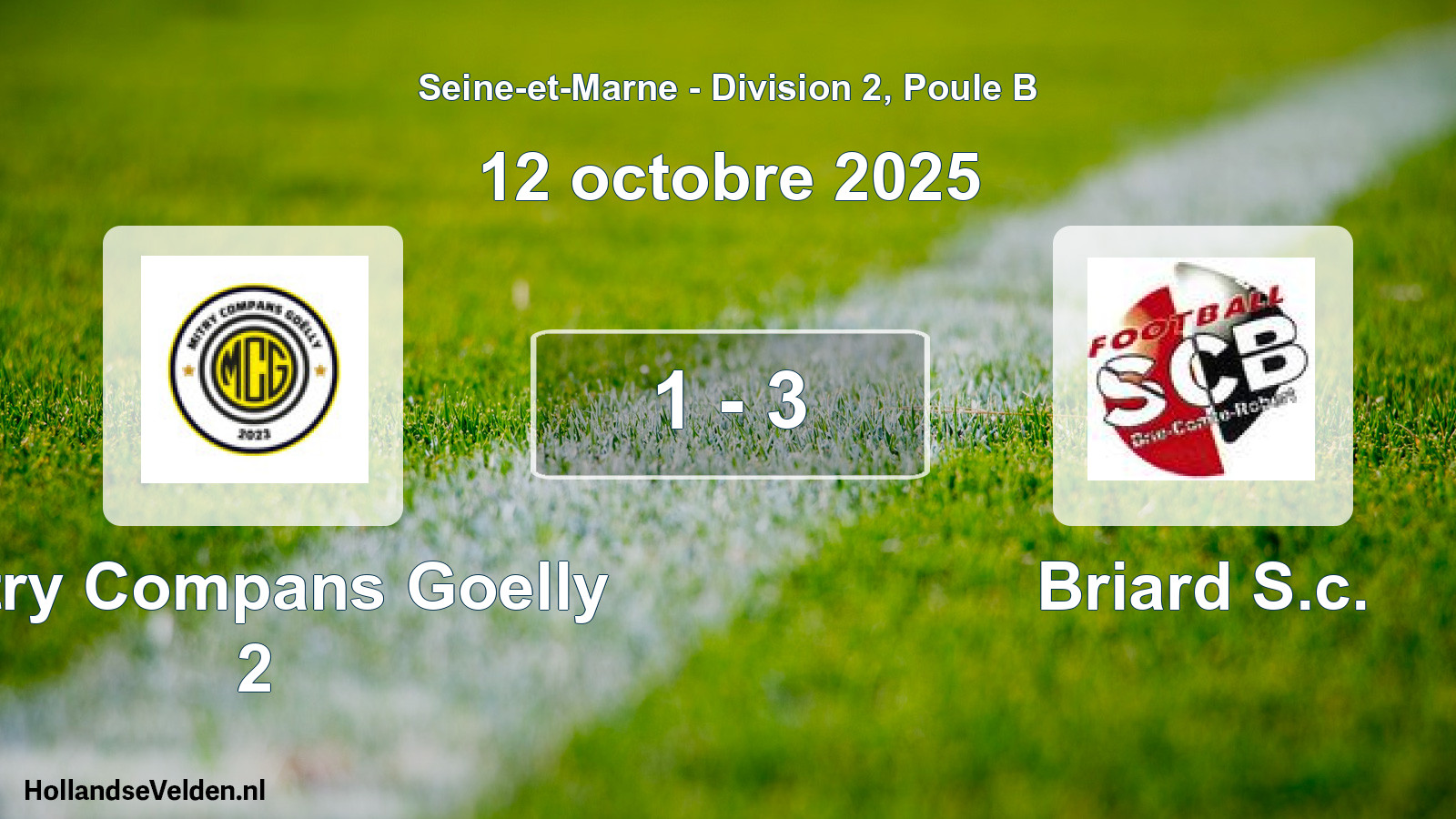 Total number of matches played: Mitry Compans Goelly 2 - Briard S.c. 1 - 3 (12 October 2025)