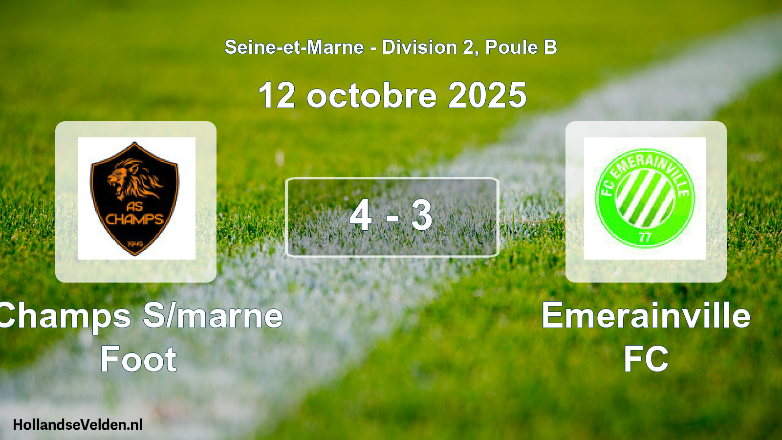Total number of matches played: Champs S/marne Foot - Emerainville FC 4 - 3 (12 October 2025)