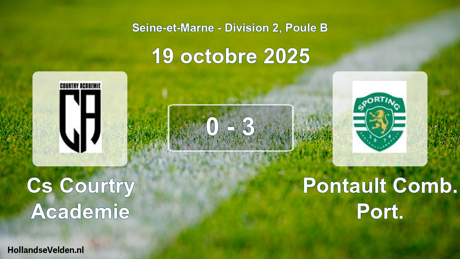 Total number of matches played: Cs Courtry Academie - Pontault Comb. Port. 0 - 3 (19 October 2025)