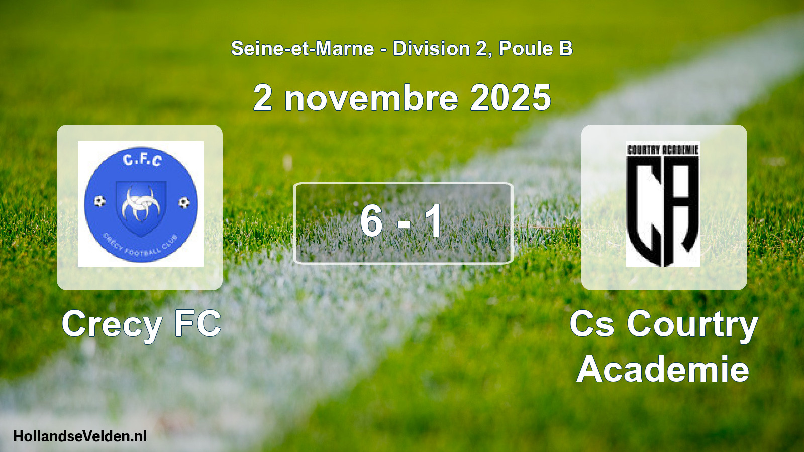 Gespeelde wedstrijd: Crecy FC - Cs Courtry Academie 6 - 1 (2 november 2025)