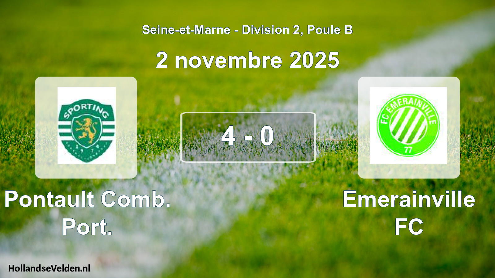 Total number of matches played: Pontault Comb. Port. - Emerainville FC 4 - 0 (2 November 2025)