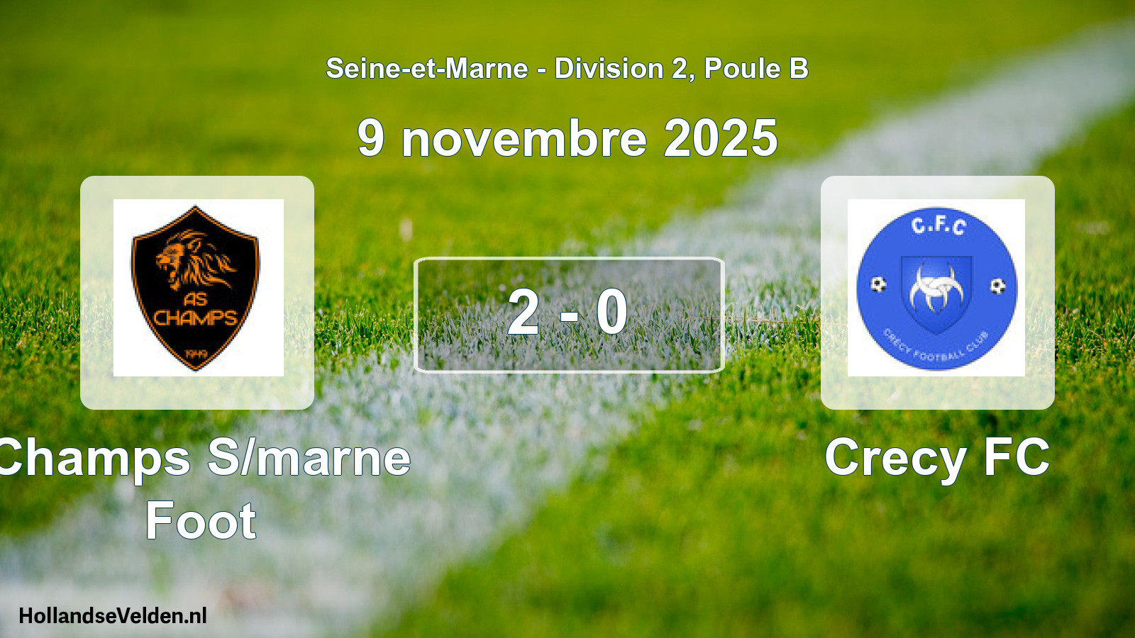 Total number of matches played: Champs S/marne Foot - Crecy FC 2 - 0 (9 November 2025)