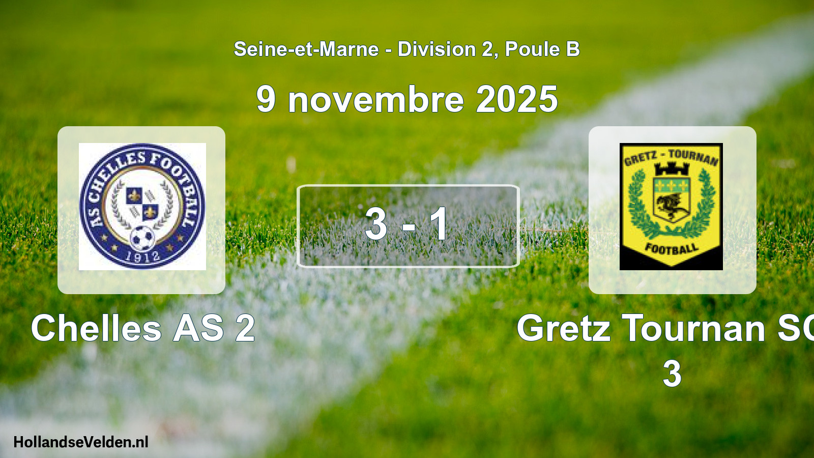 Match joué: Chelles AS 2 - Gretz Tournan SC 3 3 - 1 (9 novembre 2025)