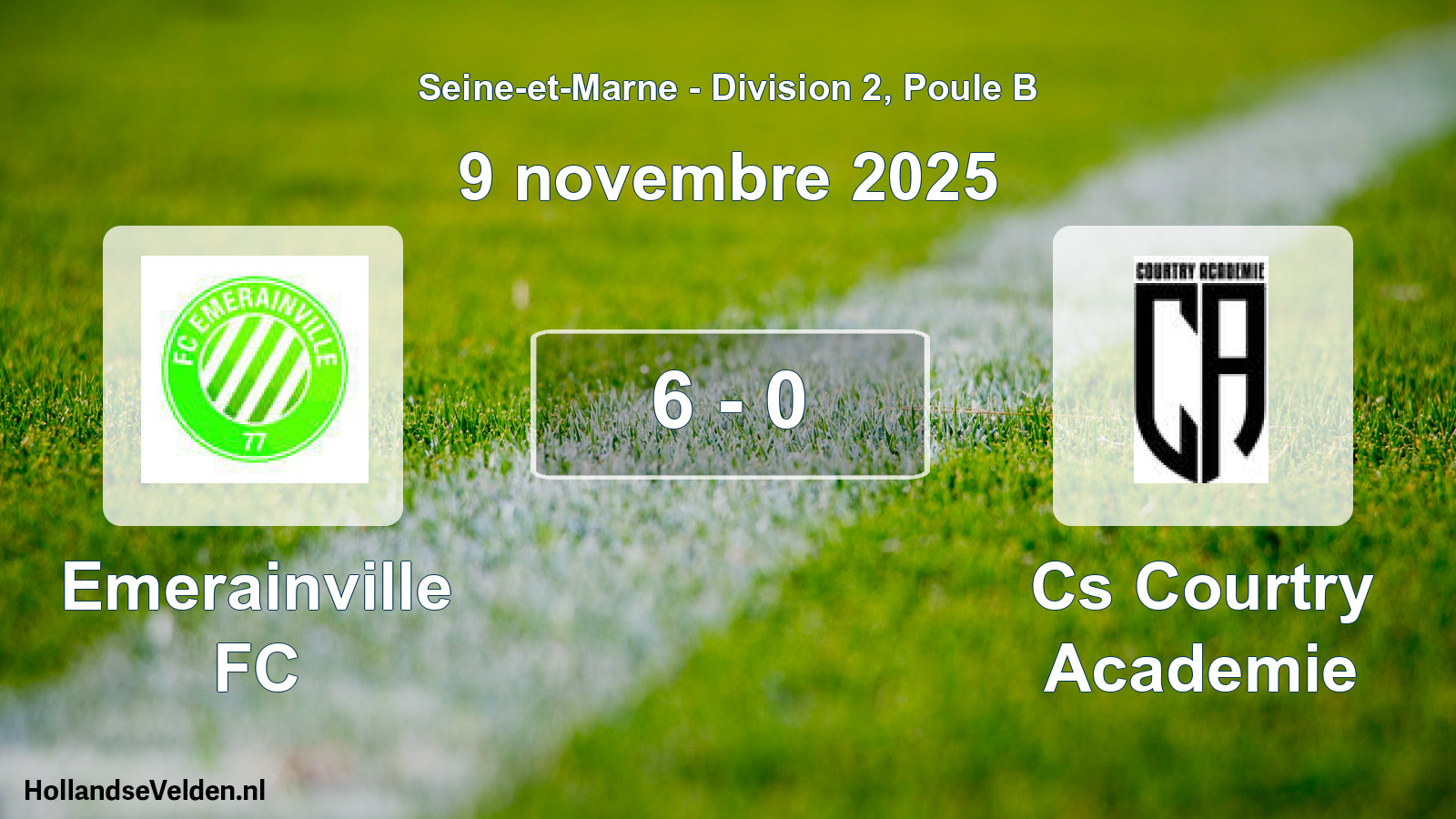 Match joué: Emerainville FC - Cs Courtry Academie 6 - 0 (9 novembre 2025)