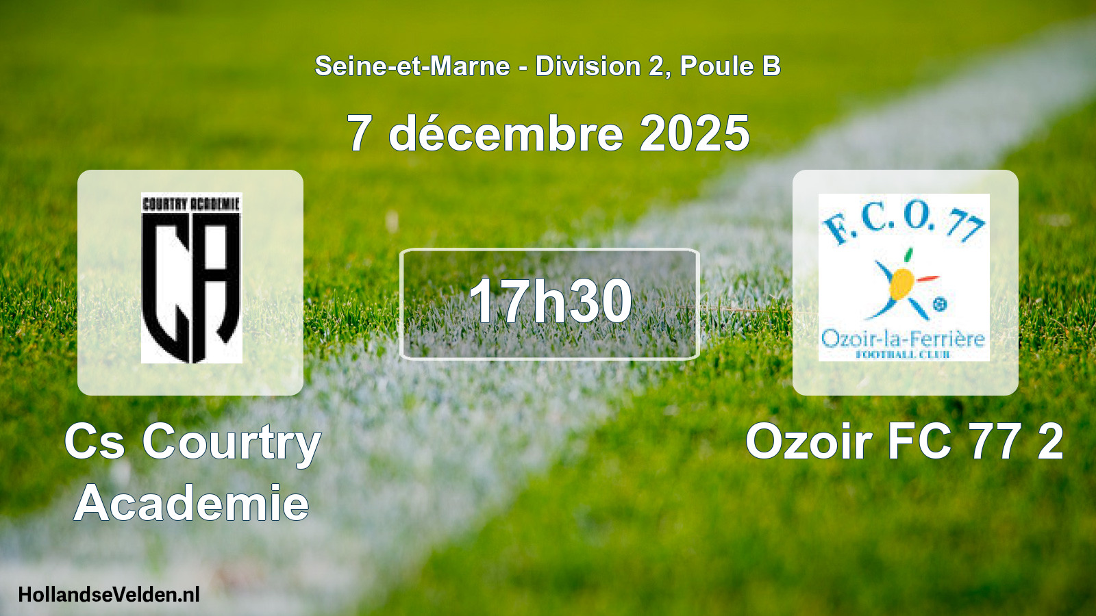 Scheduled Match: Cs Courtry Academie - Ozoir FC 77 2 (7 December 2025)