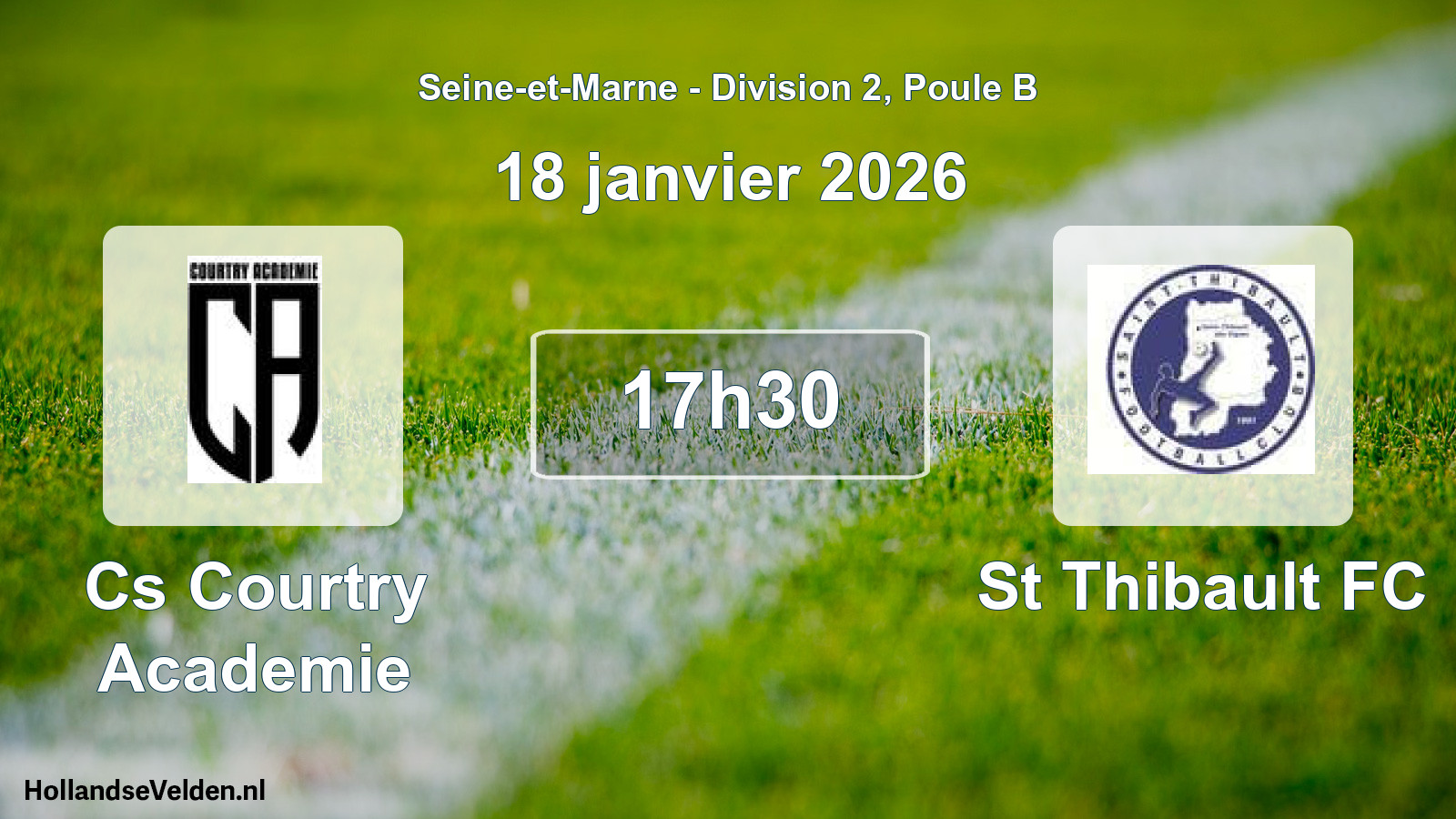 Geplande wedstrijd: Cs Courtry Academie - St Thibault FC (18 januari 2026)
