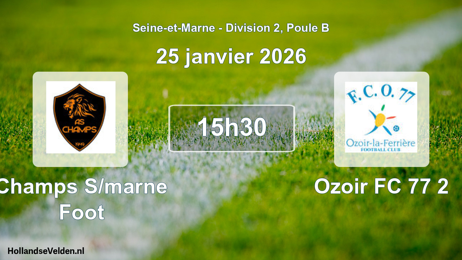 Geplande wedstrijd: Champs S/marne Foot - Ozoir FC 77 2 (25 januari 2026)
