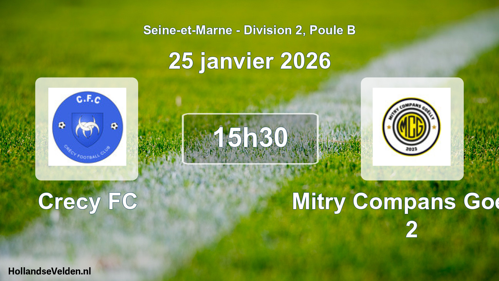 Scheduled Match: Crecy FC - Mitry Compans Goelly 2 (25 January 2026)