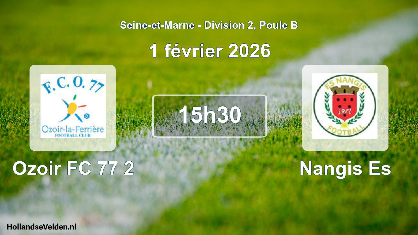 Match programmé: Ozoir FC 77 2 - Nangis Es (1 février 2026)