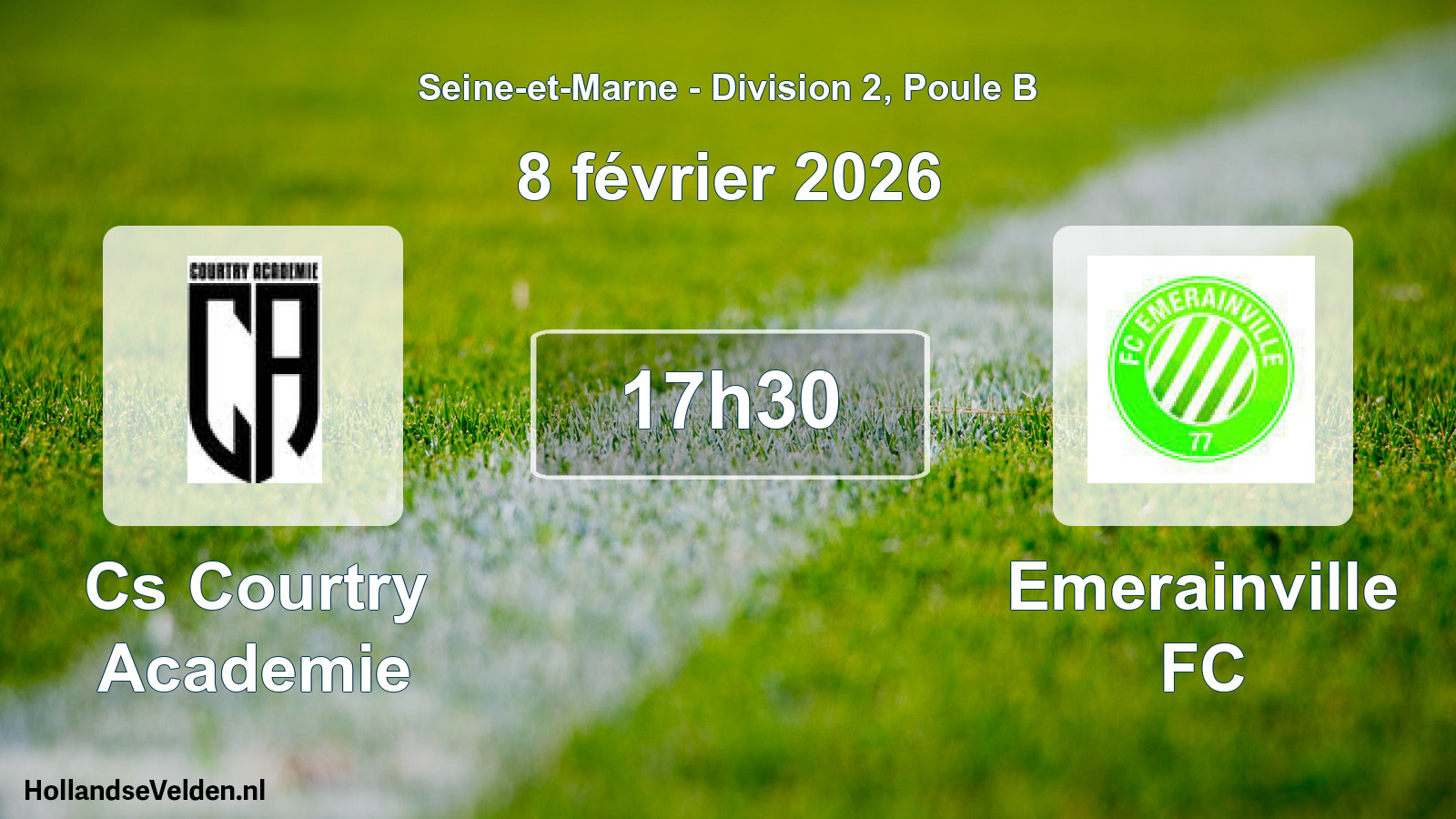 Geplande wedstrijd: Cs Courtry Academie - Emerainville FC (8 februari 2026)