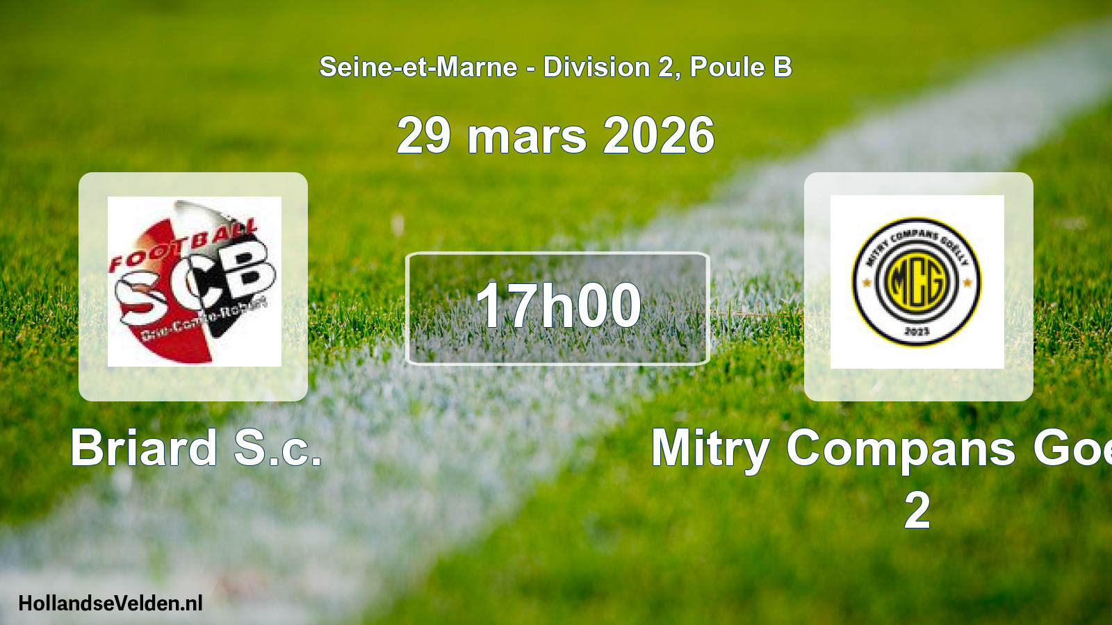 Match programmé: Briard S.c. - Mitry Compans Goelly 2 (29 mars 2026)