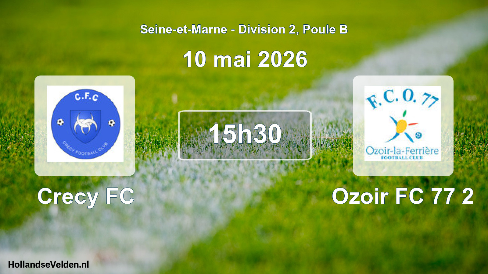 Match programmé: Crecy FC - Ozoir FC 77 2 (10 mai 2026)