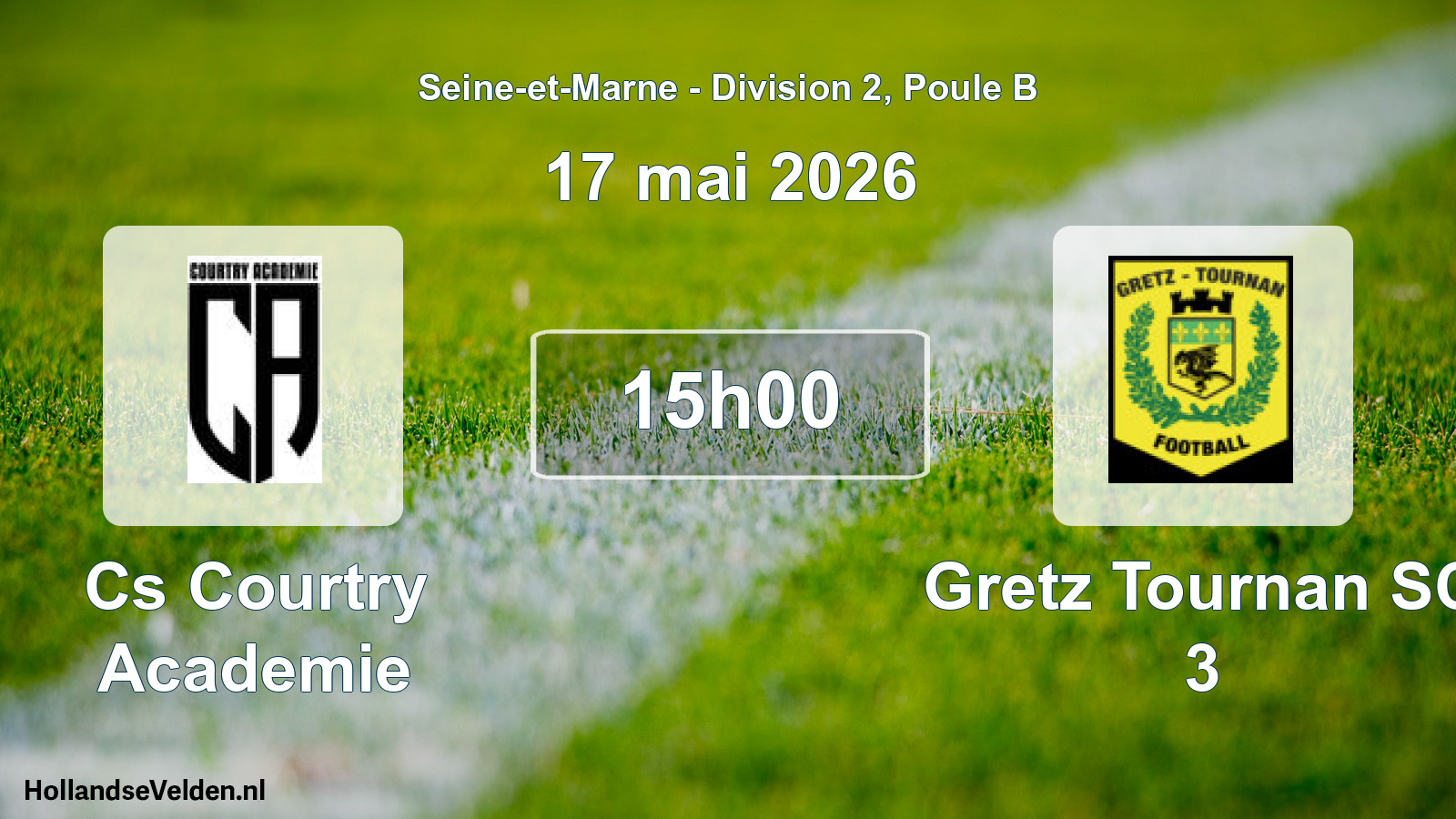 Geplande wedstrijd: Cs Courtry Academie - Gretz Tournan SC 3 (17 mei 2026)