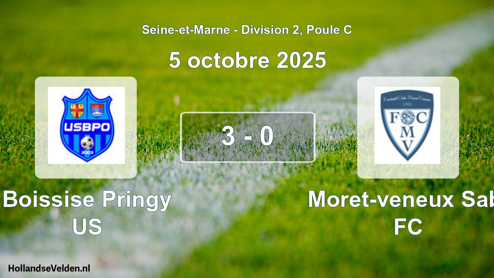Total number of matches played: Boissise Pringy US - Moret-veneux Sab. FC 3 - 0 (5 October 2025)