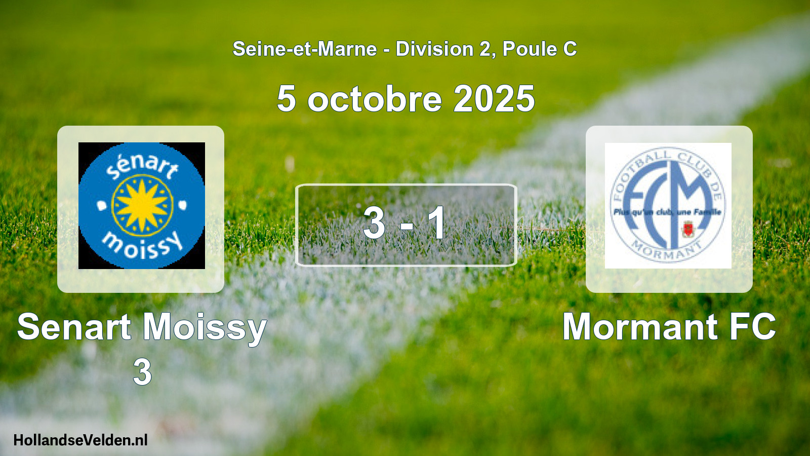 Gespeelde wedstrijd: Senart Moissy 3 - Mormant FC 3 - 1 (5 oktober 2025)