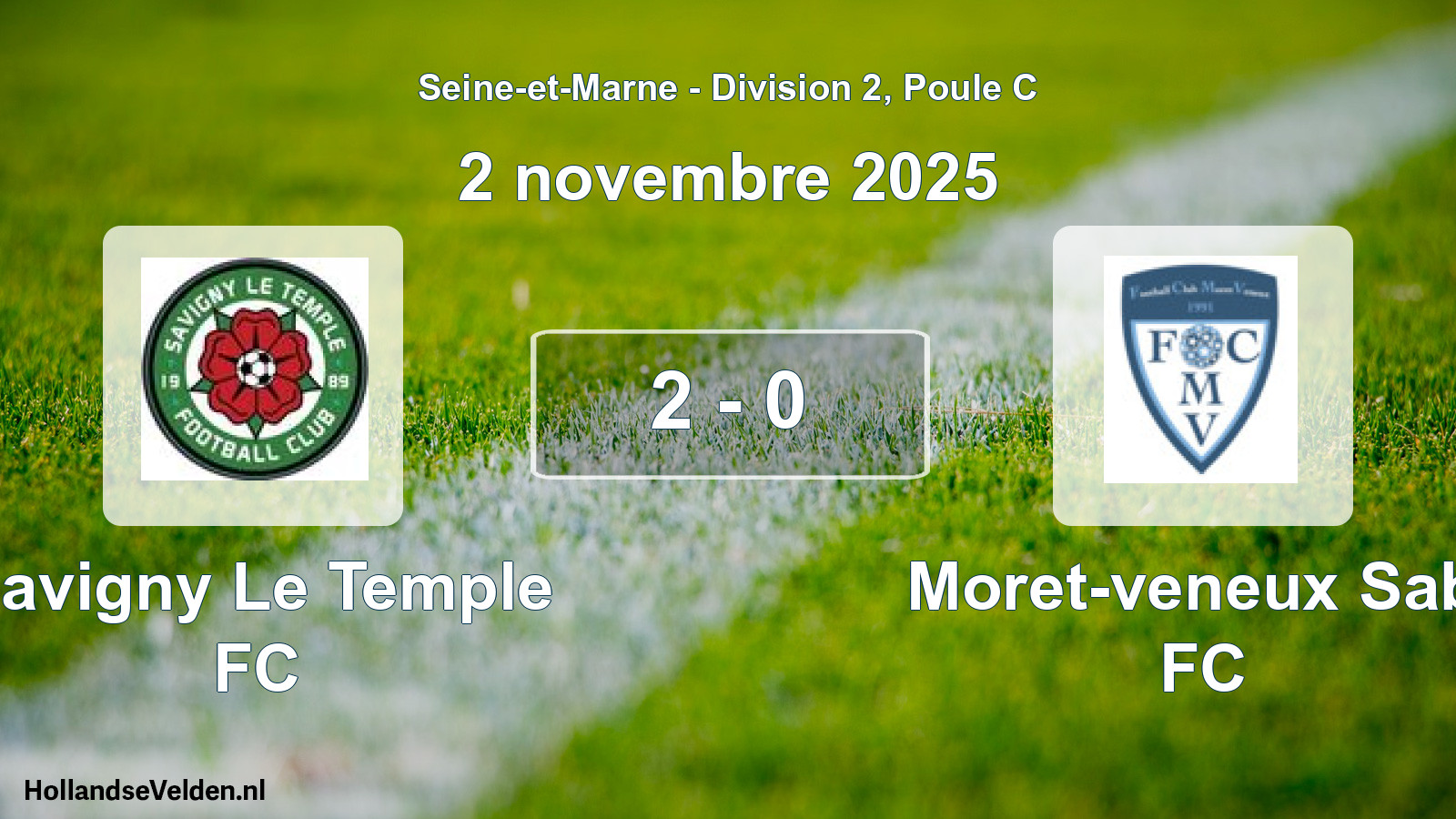 Match joué: Savigny Le Temple FC - Moret-veneux Sab. FC 2 - 0 (2 novembre 2025)