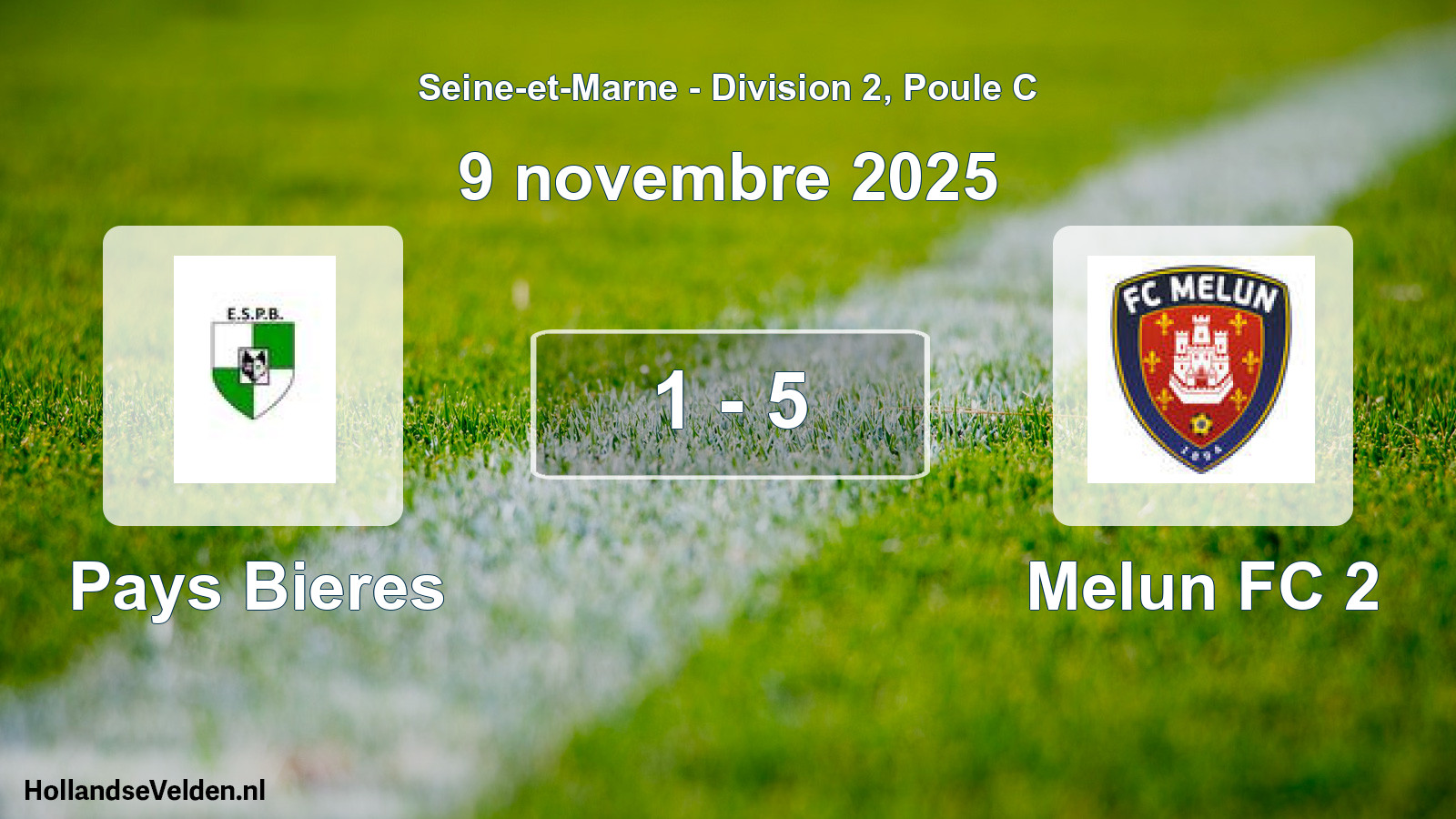 Match joué: Pays Bieres - Melun FC 2 1 - 5 (9 novembre 2025)