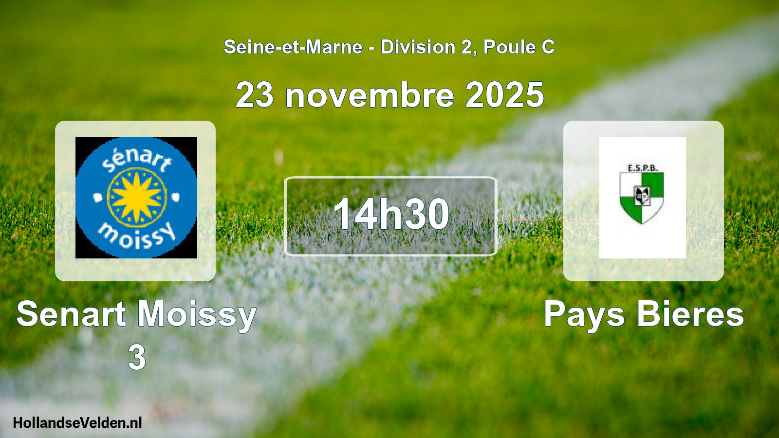 Match programmé: Senart Moissy 3 - Pays Bieres (23 novembre 2025)