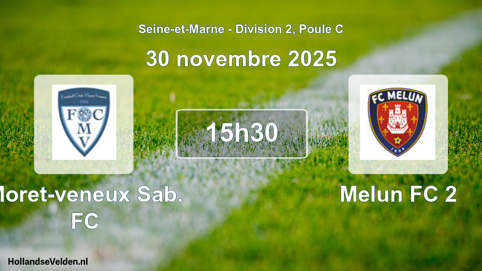 Match programmé: Moret-veneux Sab. FC - Melun FC 2 (30 novembre 2025)