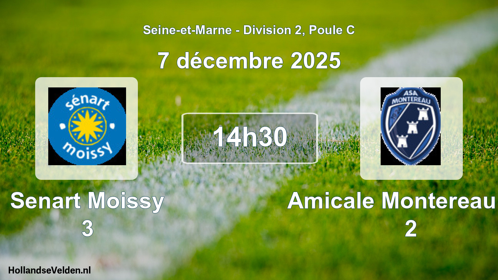 Geplande wedstrijd: Senart Moissy 3 - Amicale Montereau AS 2 (7 december 2025)