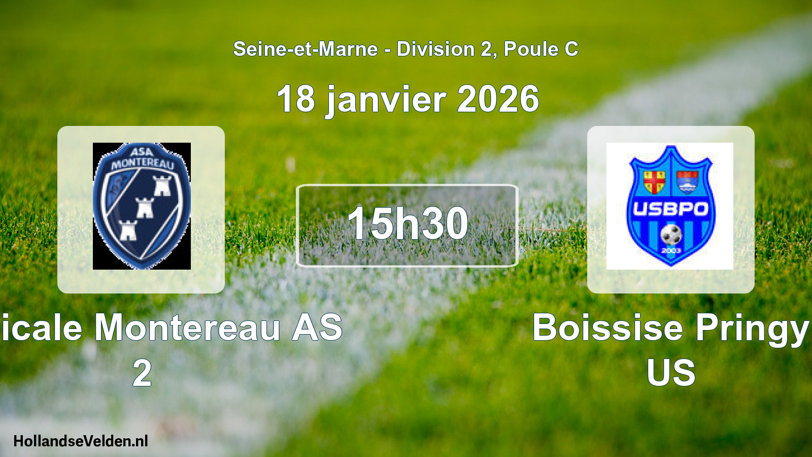 Scheduled Match: Amicale Montereau AS 2 - Boissise Pringy US (18 January 2026)