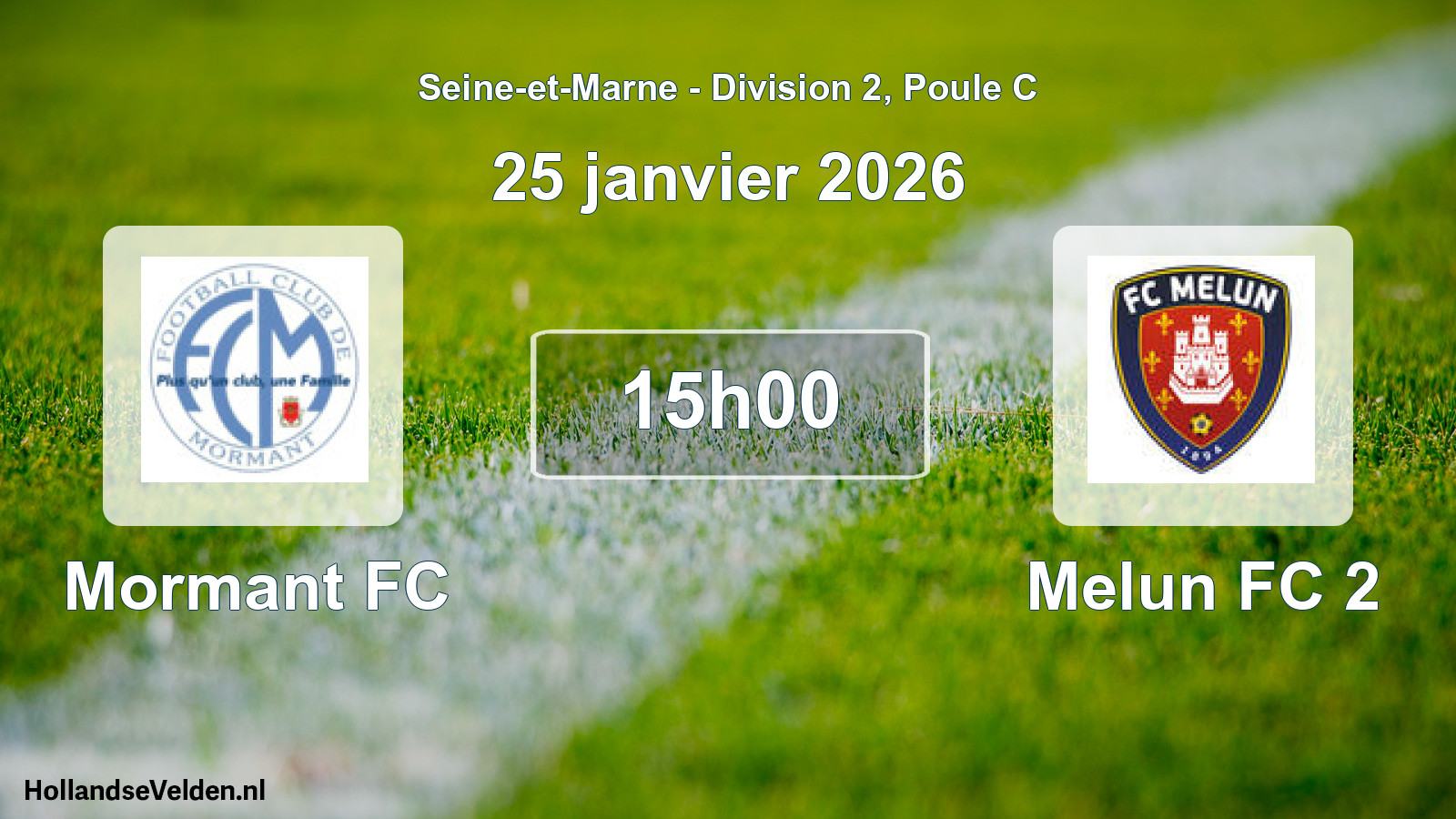 Match programmé: Mormant FC - Melun FC 2 (25 janvier 2026)