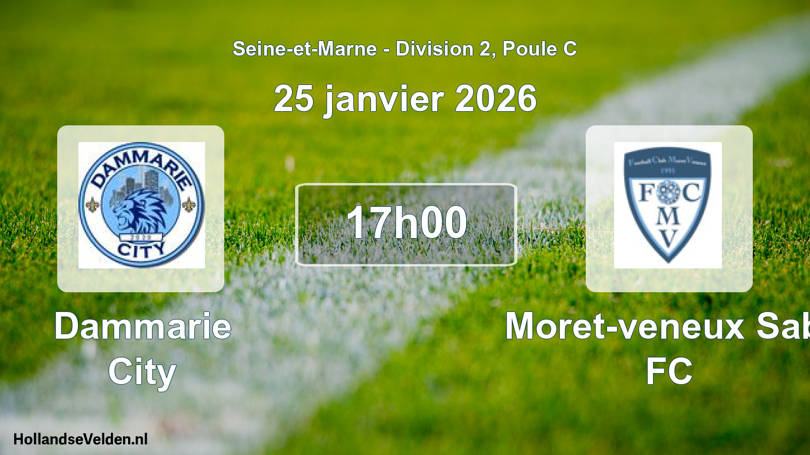 Match programmé: Dammarie City - Moret-veneux Sab. FC (25 janvier 2026)