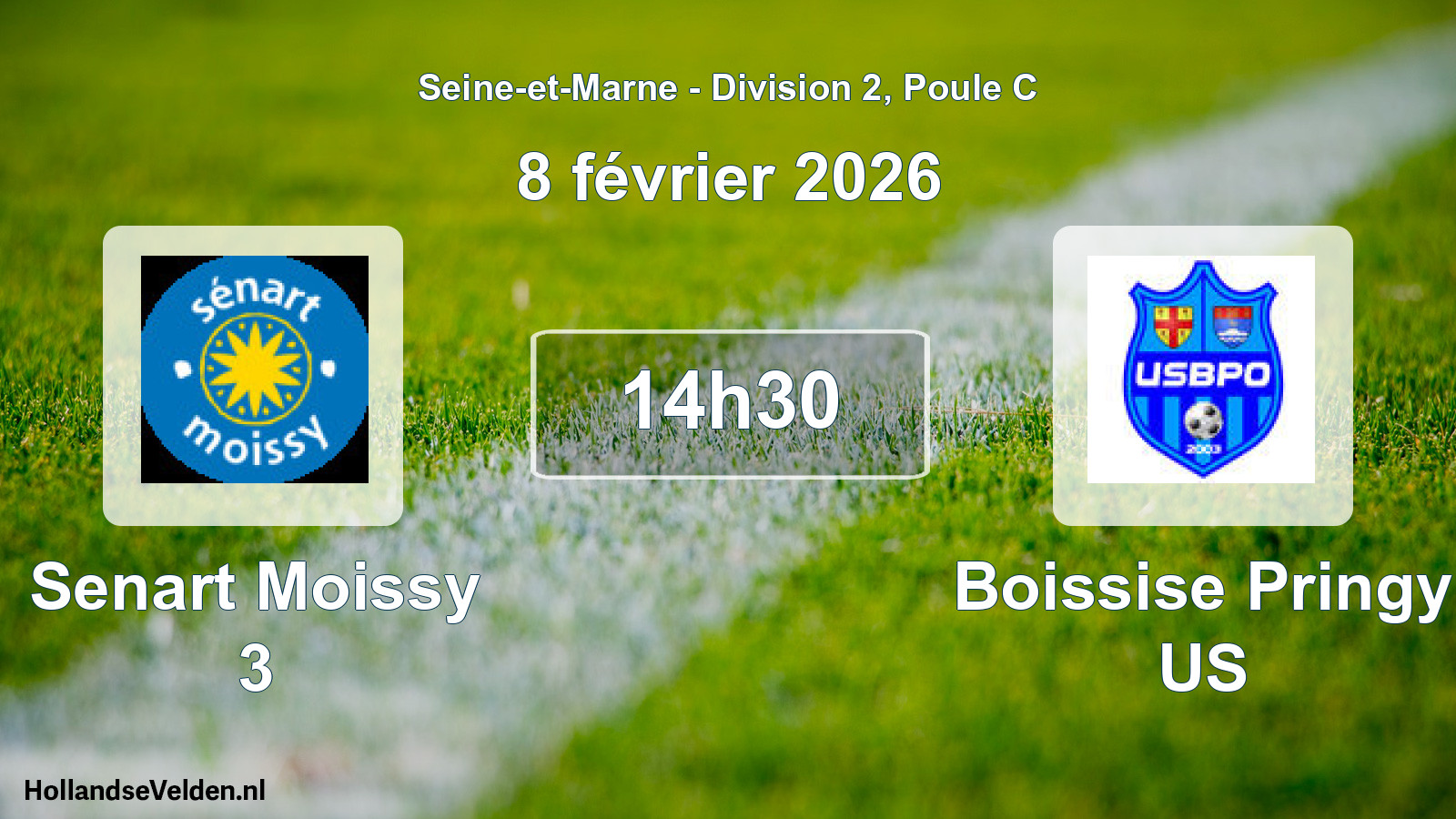 Match programmé: Senart Moissy 3 - Boissise Pringy US (8 février 2026)