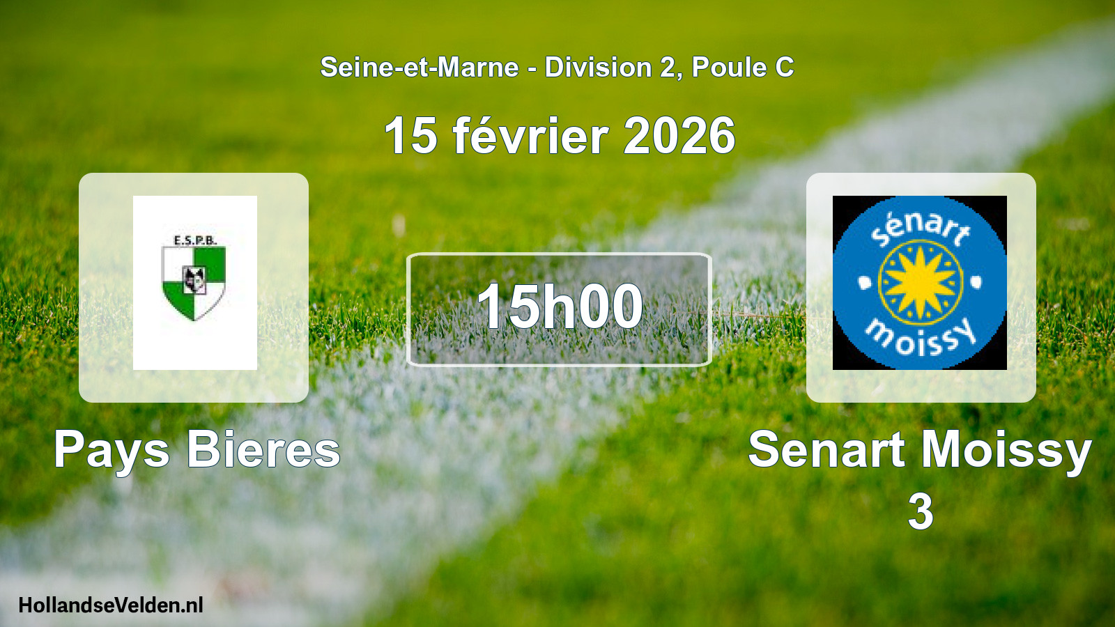 Match programmé: Pays Bieres - Senart Moissy 3 (15 février 2026)