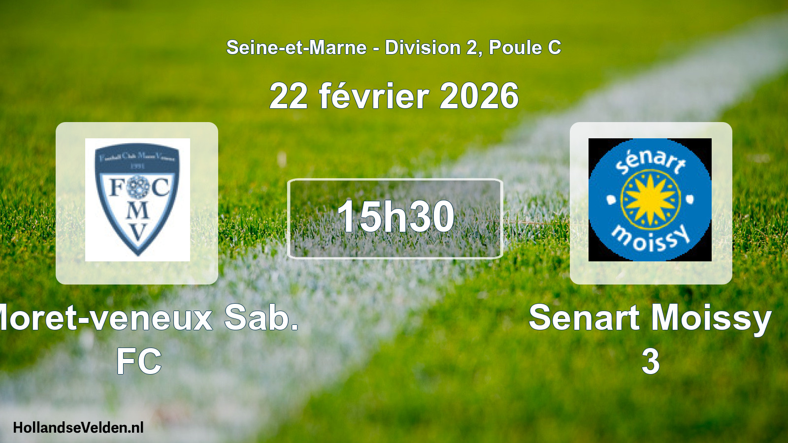 Match programmé: Moret-veneux Sab. FC - Senart Moissy 3 (22 février 2026)