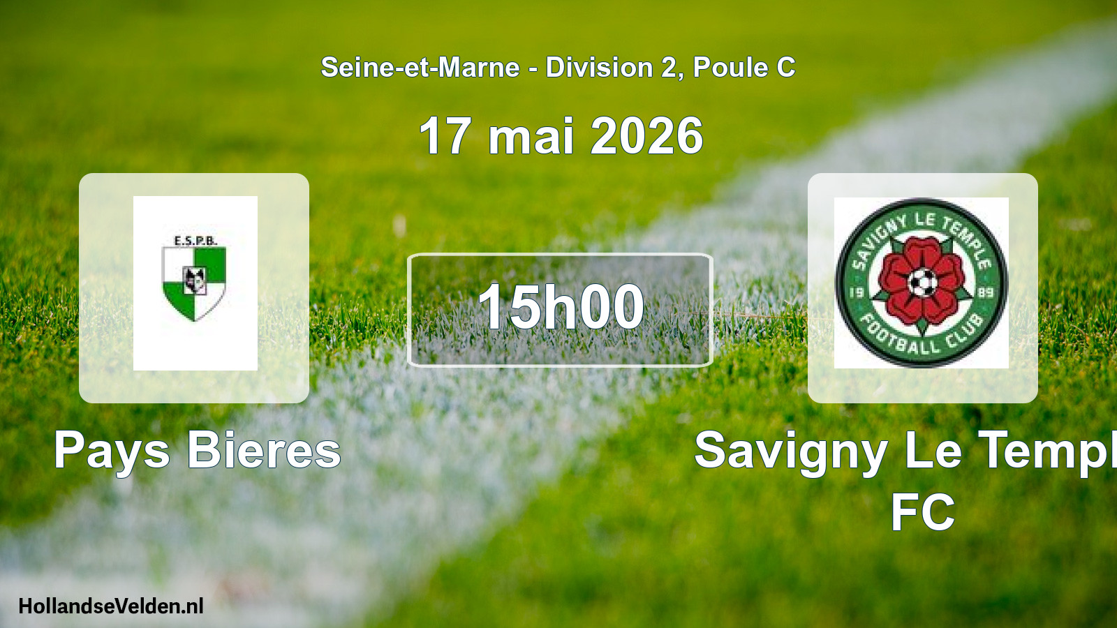 Geplande wedstrijd: Pays Bieres - Savigny Le Temple FC (17 mei 2026)