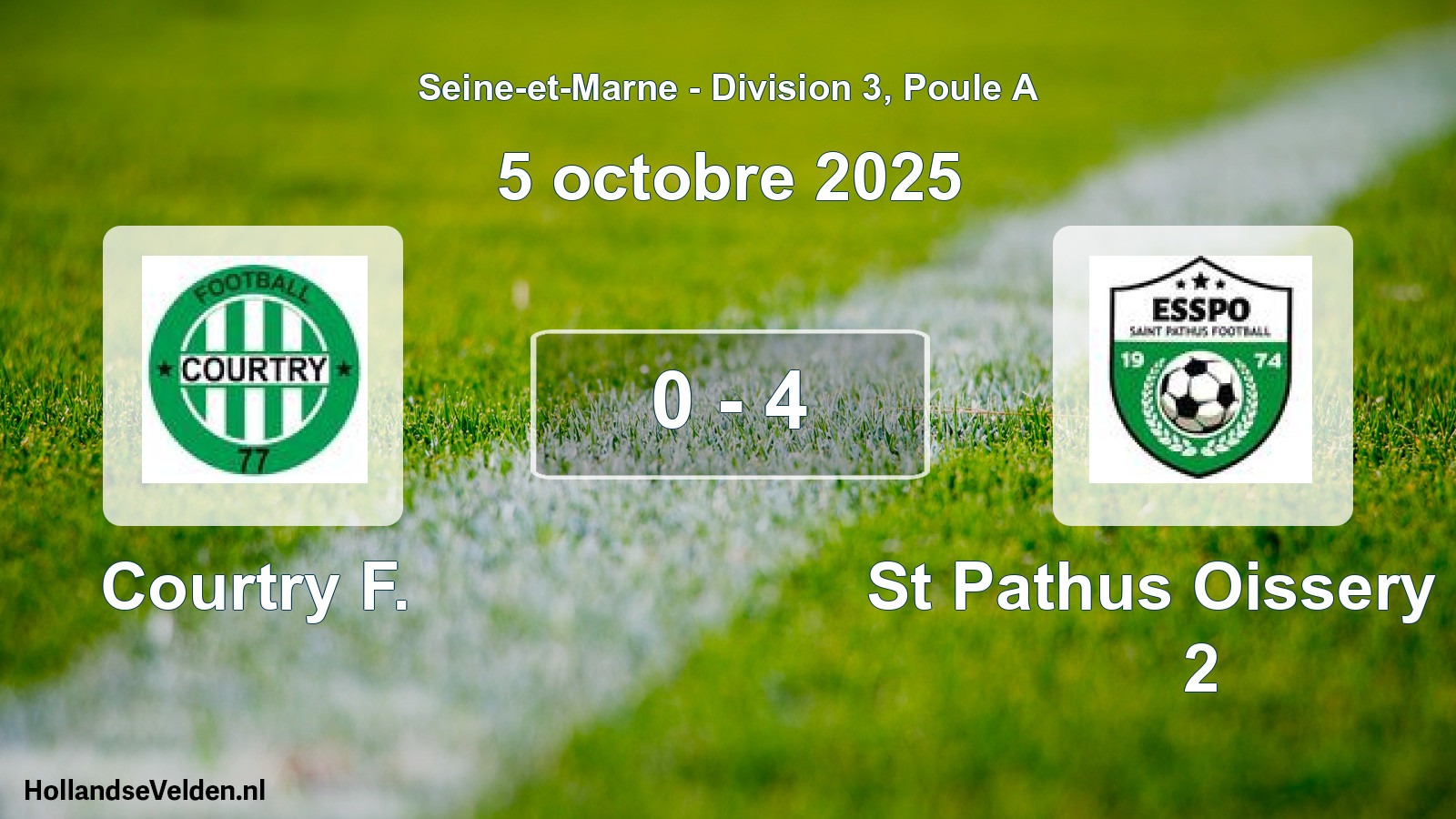 Match joué: Courtry F. - St Pathus Oissery Es 2 0 - 4 (5 octobre 2025)