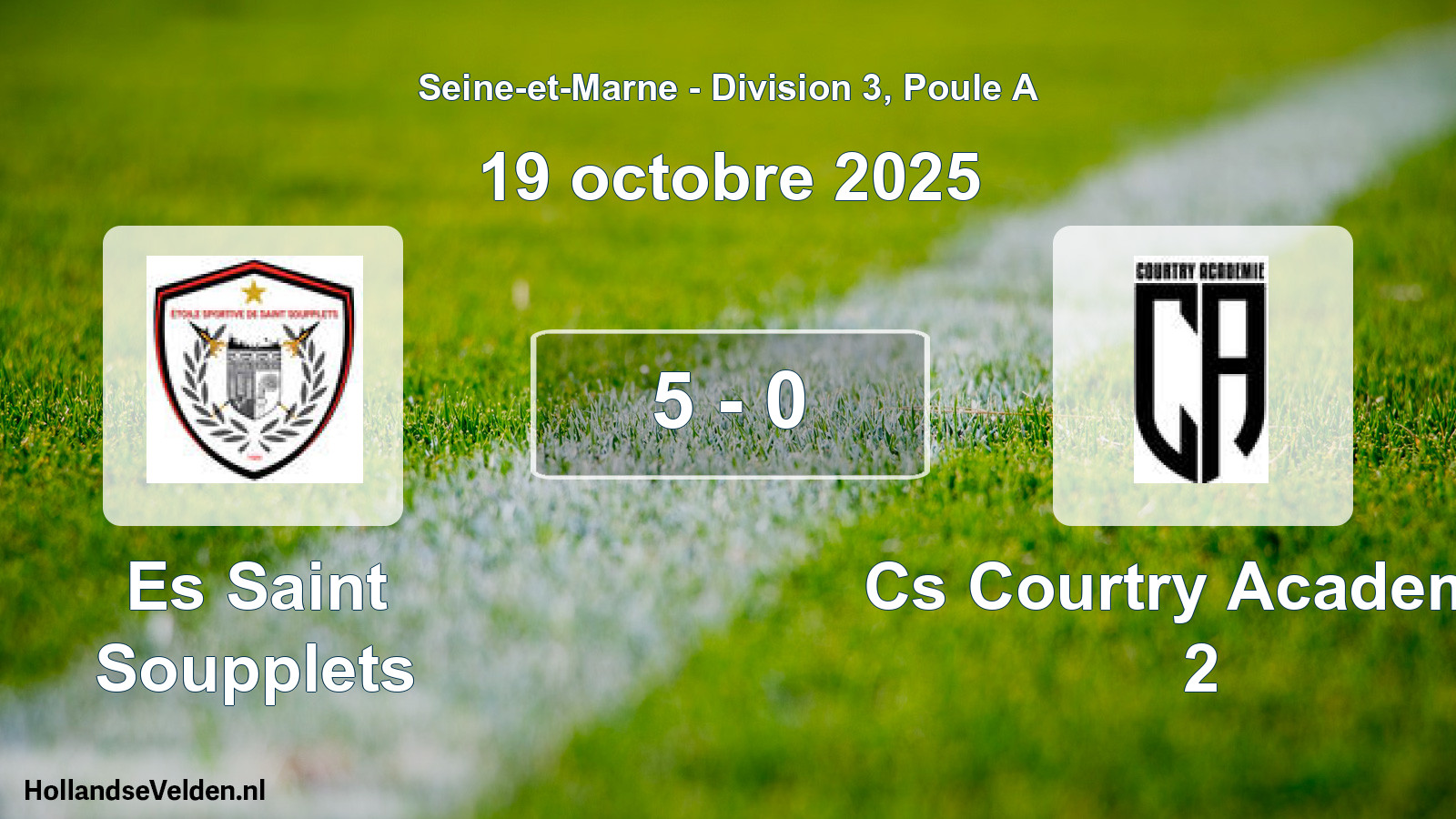Match joué: Es Saint Soupplets - Cs Courtry Academie 2 5 - 0 (19 octobre 2025)