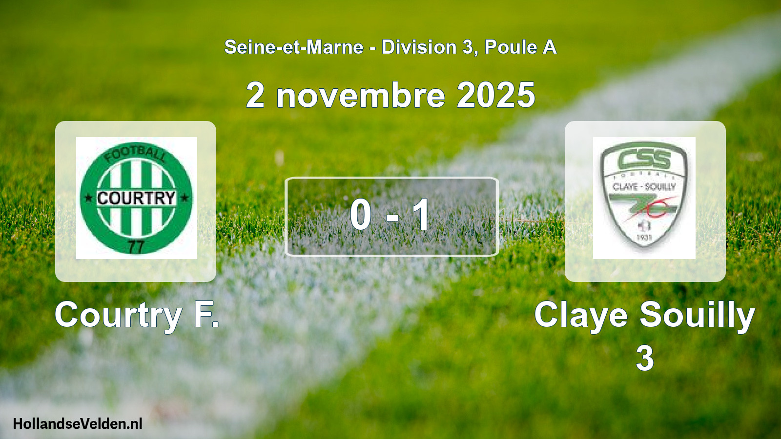 Match joué: Courtry F. - Claye Souilly 3 0 - 1 (2 novembre 2025)