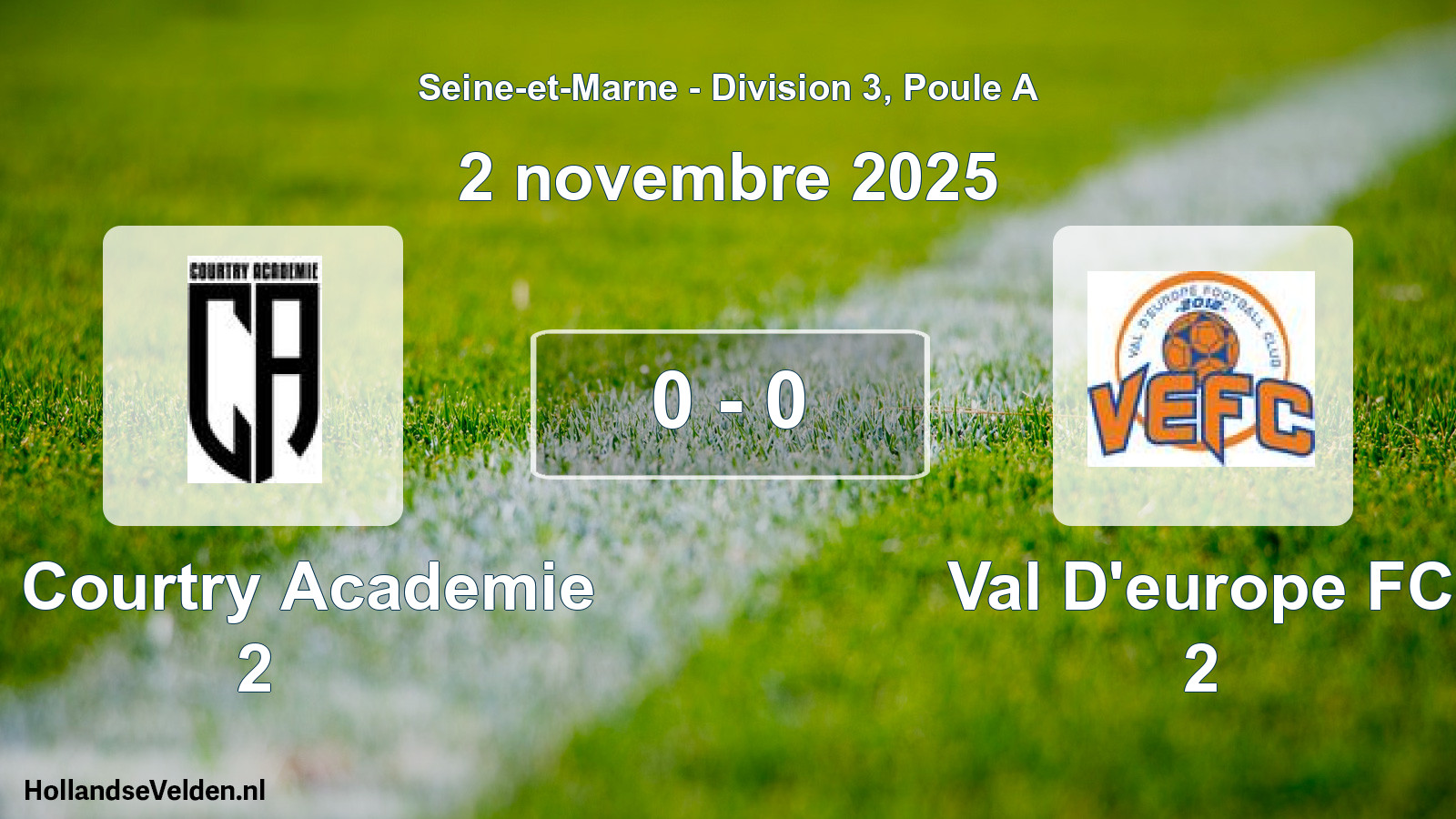 Gespeelde wedstrijd: Cs Courtry Academie 2 - Val D'europe FC 2 0 - 0 (2 november 2025)