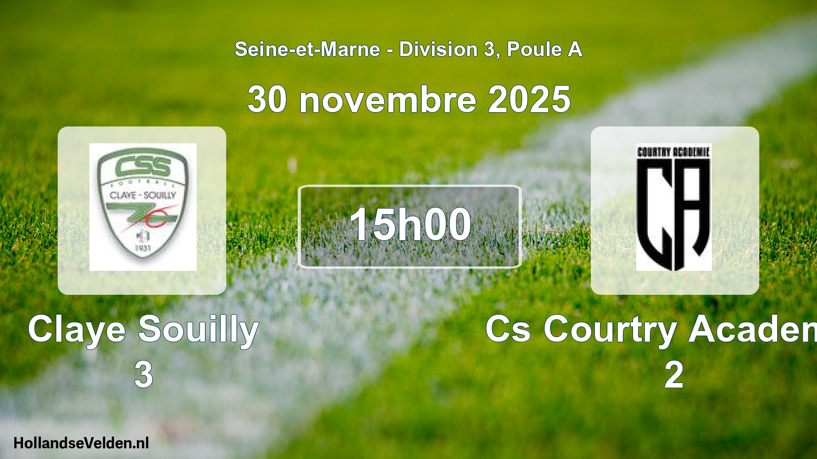 Match programmé: Claye Souilly 3 - Cs Courtry Academie 2 (30 novembre 2025)