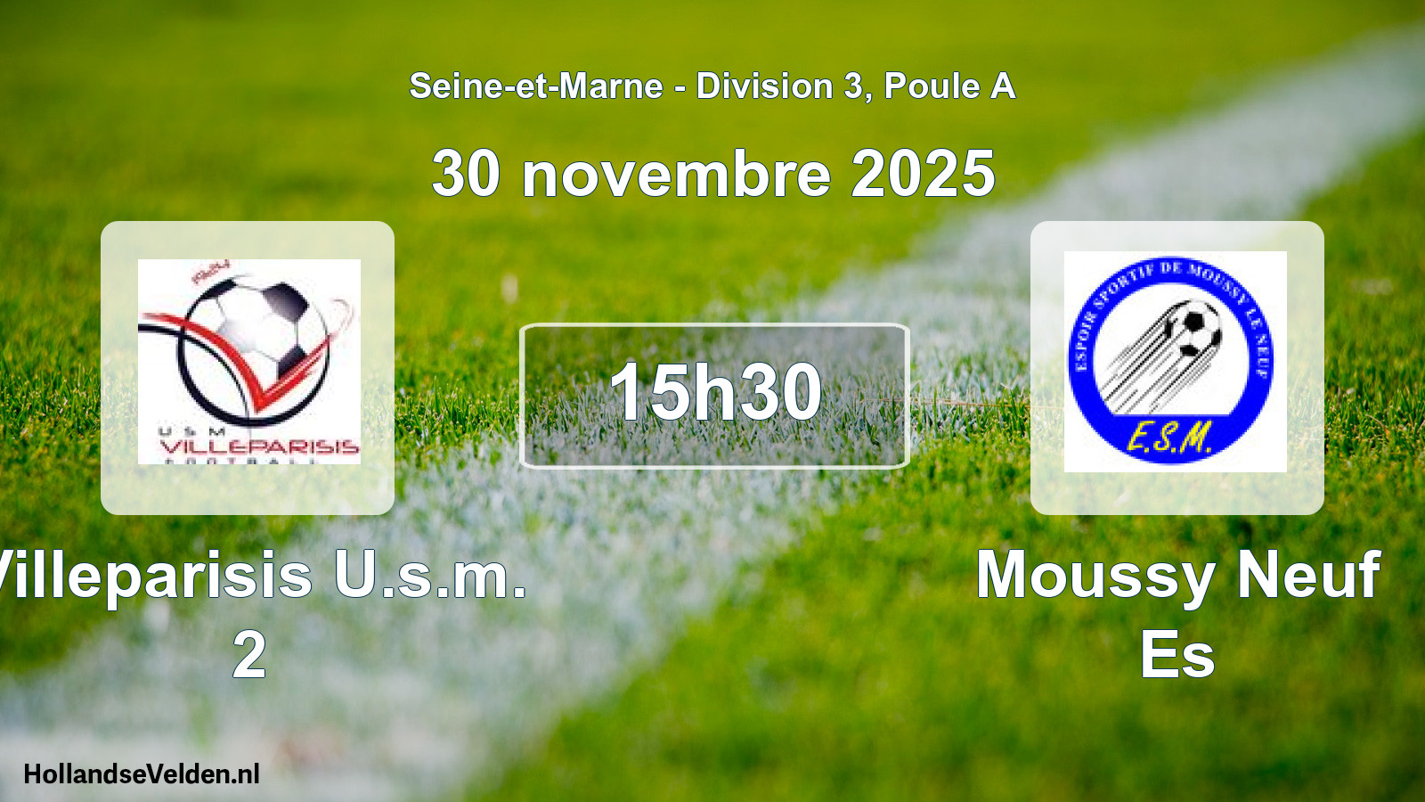 Match programmé: Villeparisis U.s.m. 2 - Moussy Neuf Es (30 novembre 2025)