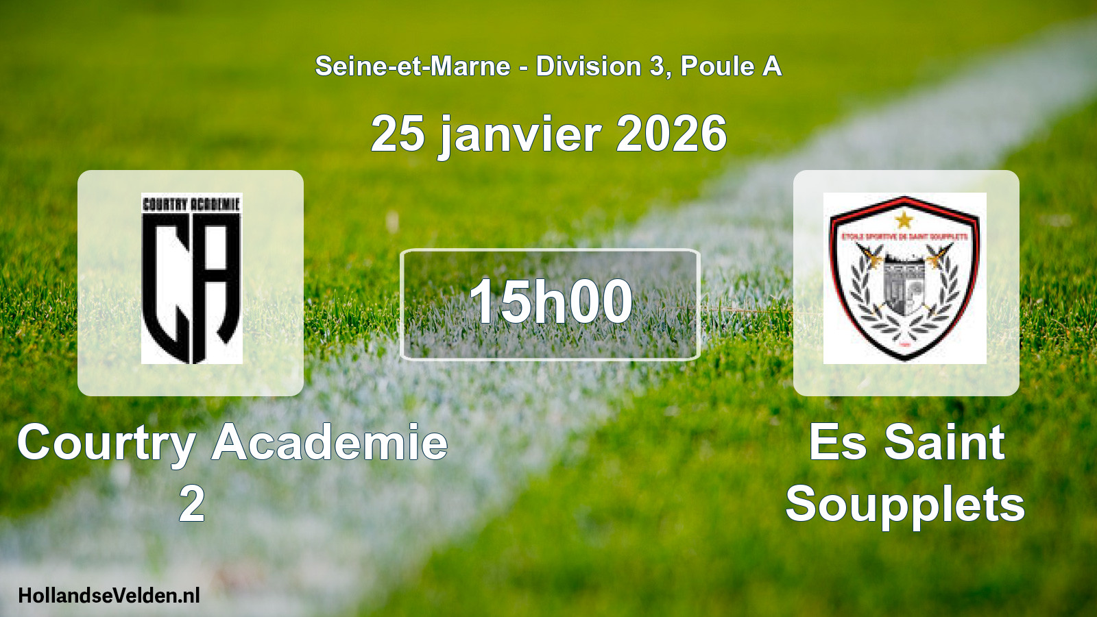 Scheduled Match: Cs Courtry Academie 2 - Es Saint Soupplets (25 January 2026)