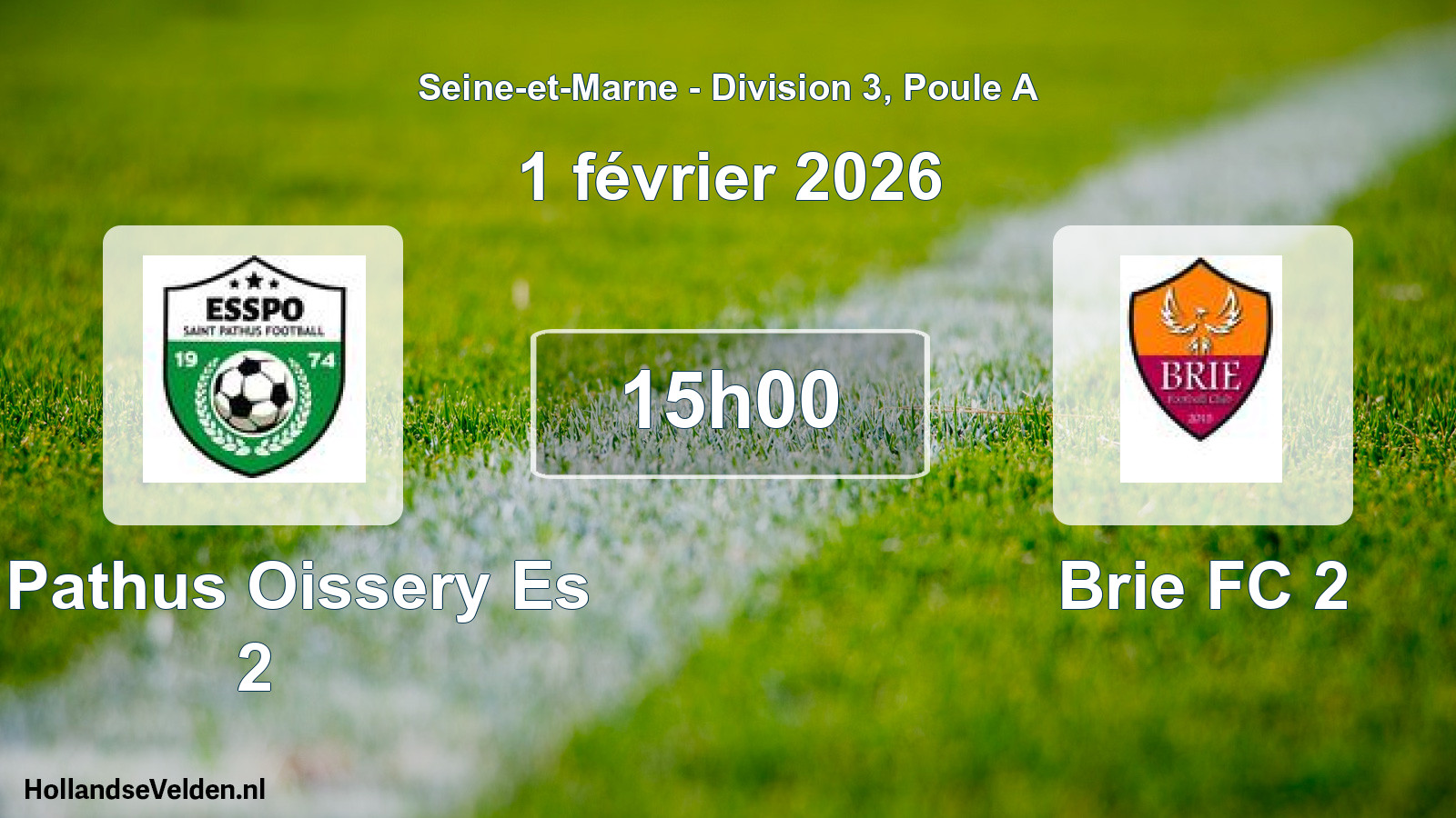 Geplande wedstrijd: St Pathus Oissery Es 2 - Brie FC 2 (1 februari 2026)