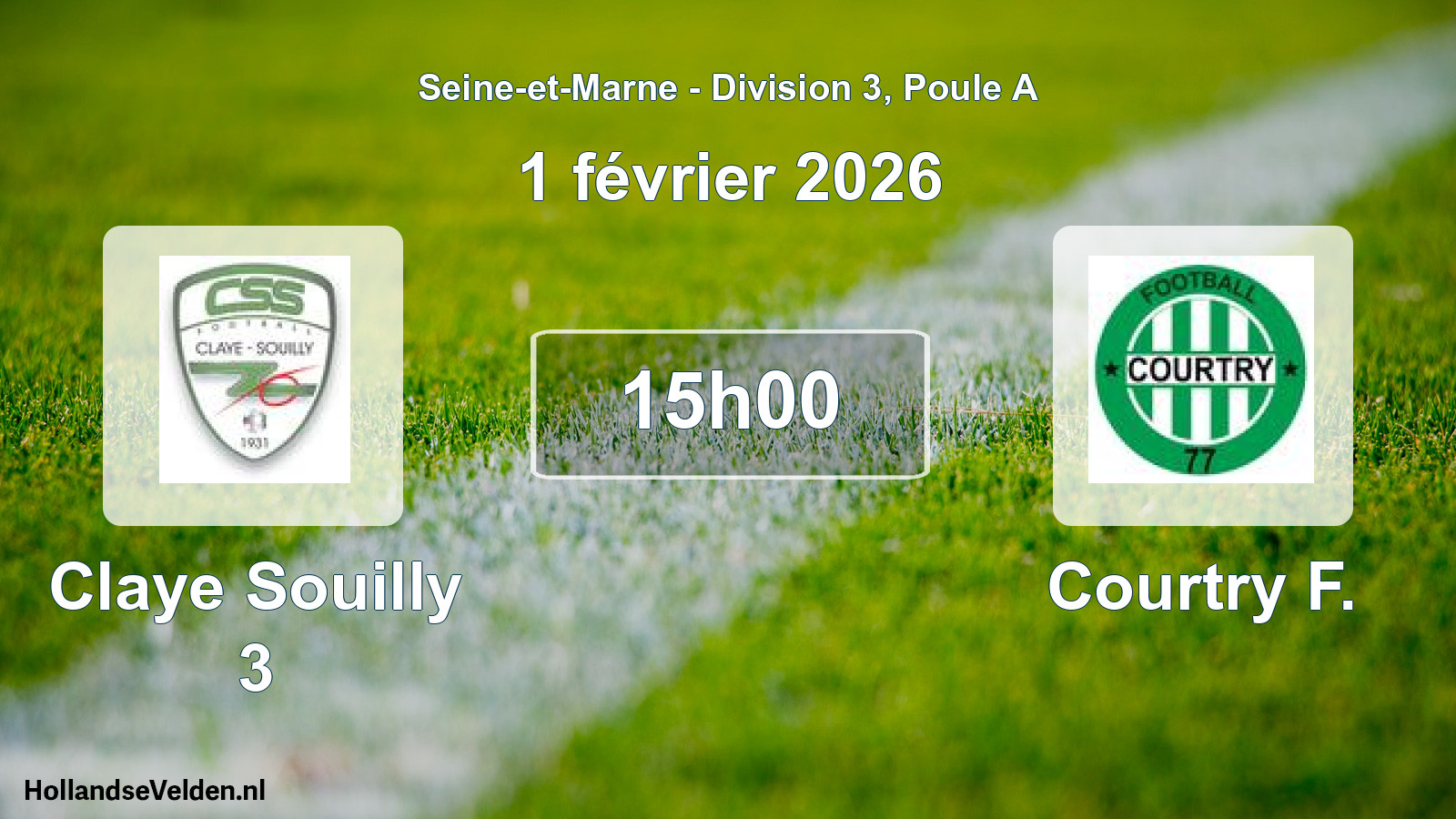 Match programmé: Claye Souilly 3 - Courtry F. (1 février 2026)
