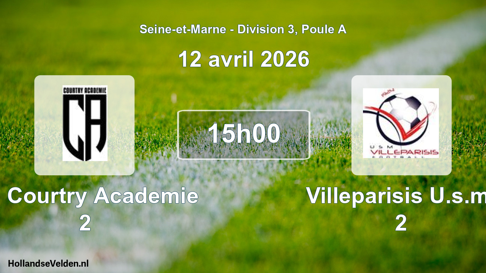 Match programmé: Cs Courtry Academie 2 - Villeparisis U.s.m. 2 (12 avril 2026)