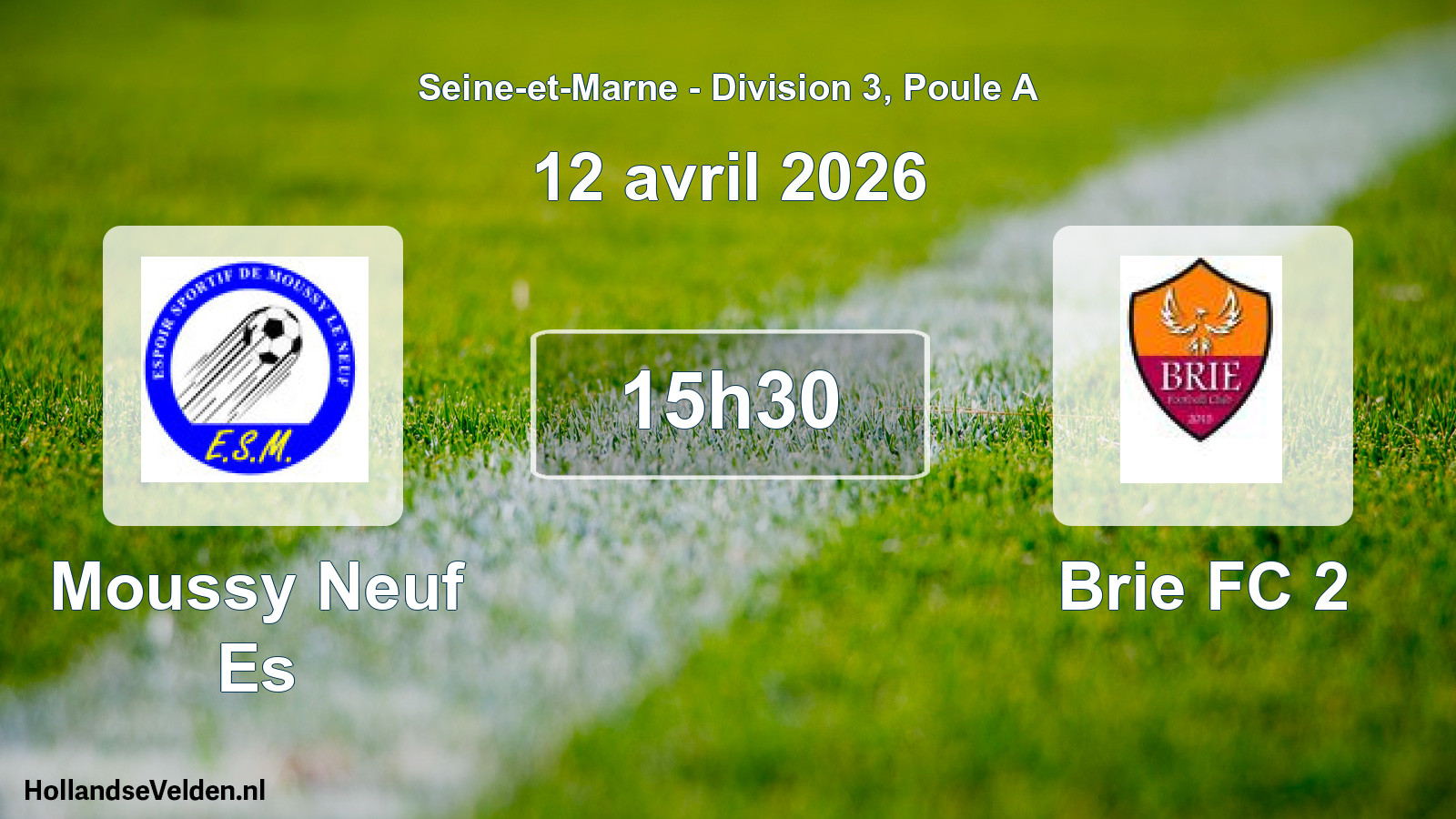 Match programmé: Moussy Neuf Es - Brie FC 2 (12 avril 2026)