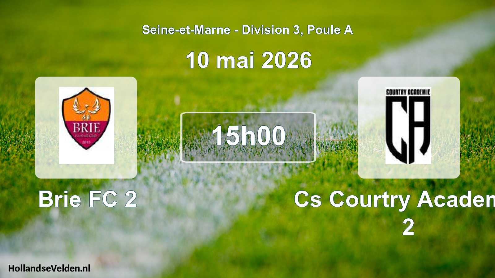 Match programmé: Brie FC 2 - Cs Courtry Academie 2 (10 mai 2026)