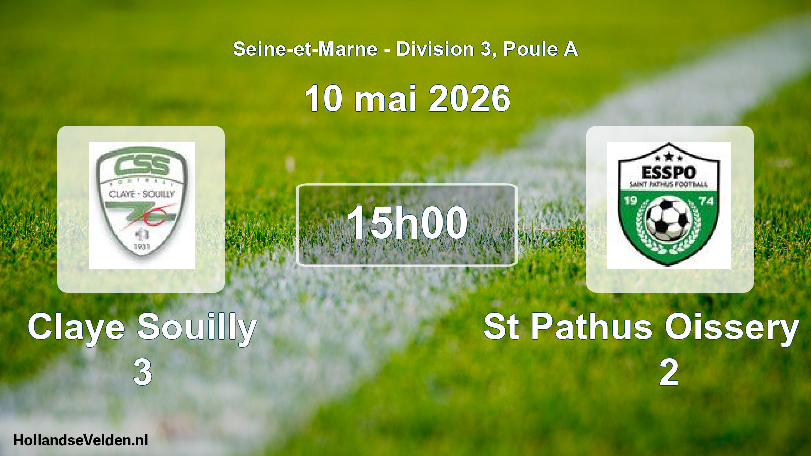 Match programmé: Claye Souilly 3 - St Pathus Oissery Es 2 (10 mai 2026)