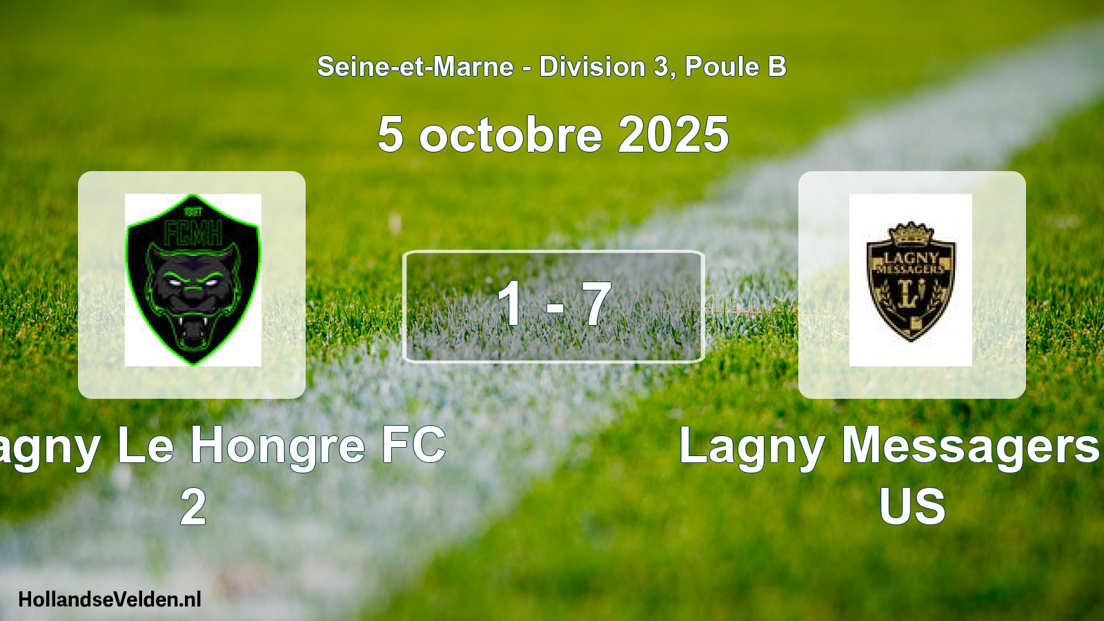 Gespeelde wedstrijd: Magny Le Hongre FC 2 - Lagny Messagers F US 1 - 7 (5 oktober 2025)