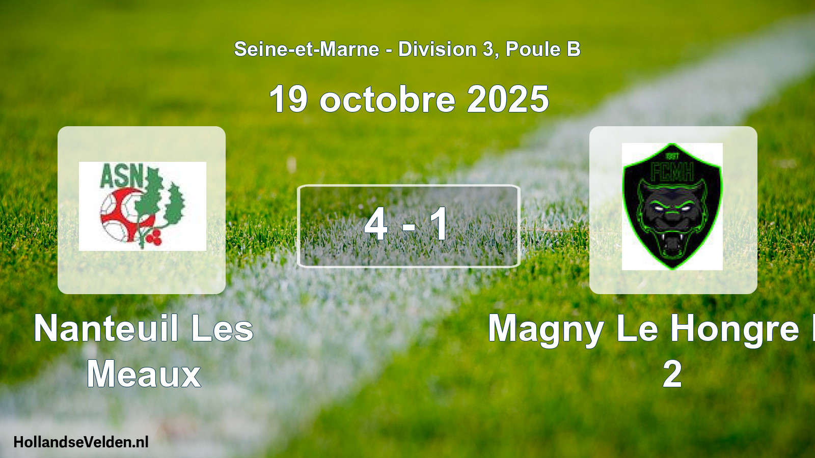 Match joué: Nanteuil Les Meaux - Magny Le Hongre FC 2 4 - 1 (19 octobre 2025)