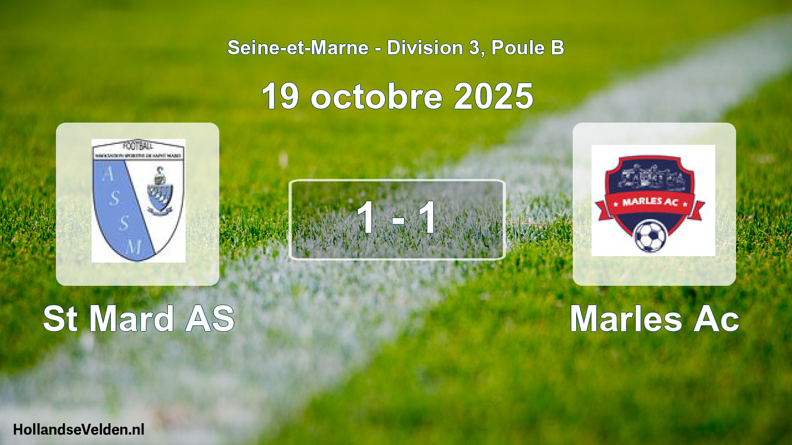 Total number of matches played: St Mard AS - Marles Ac 1 - 1 (19 October 2025)